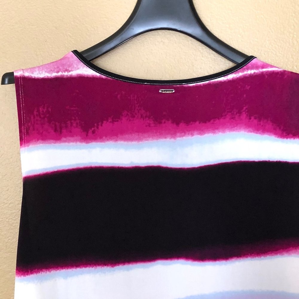 NWT DKNY Striped A-Line Dress Crew Neck Sleeveless Women Purple White size XL - Picture 9 of 12
